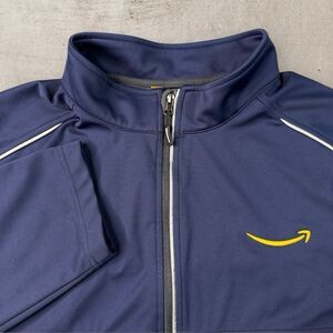 Amazon Full Zip Jacket Mens 3XL Blue Warehouse Flex Employee Work Smile Peak